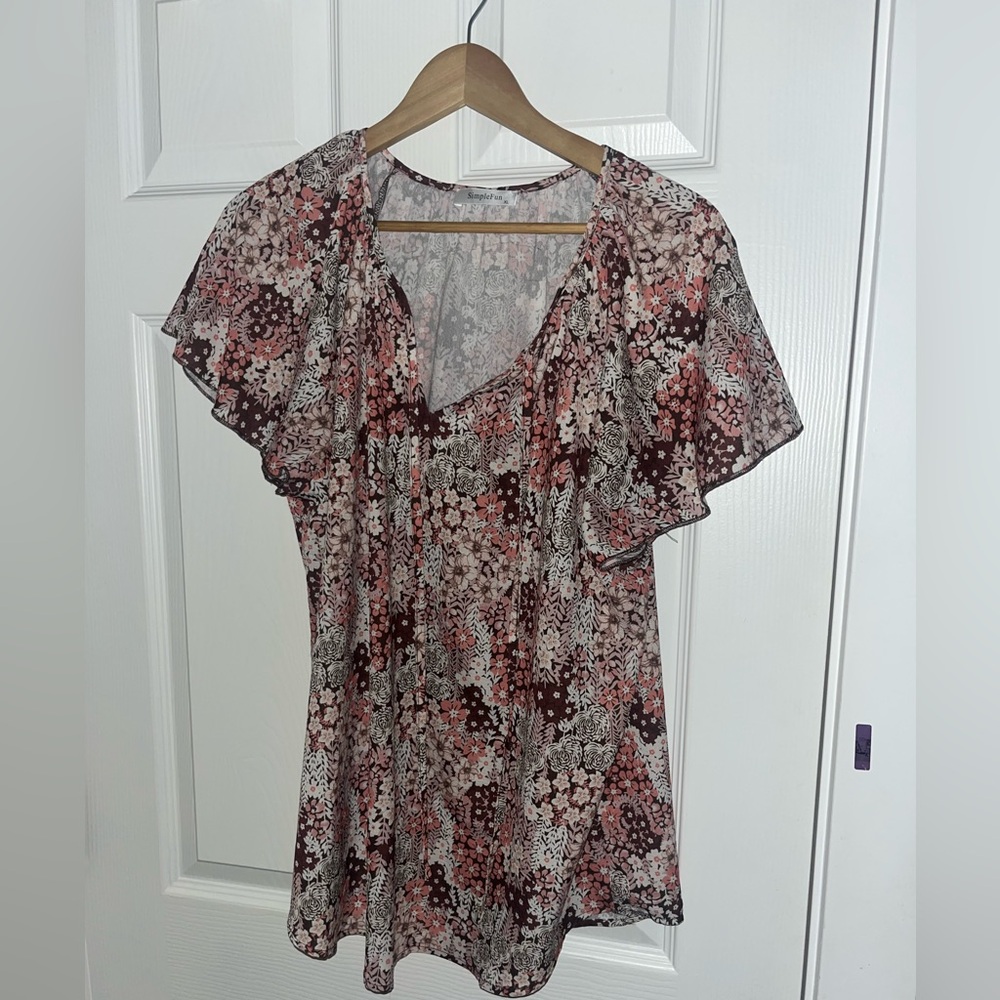 Floral Blouse - Pink and Black